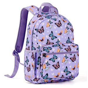 choco mocha 16 inch kids backpack for girls travel school backpack, butterfly purple