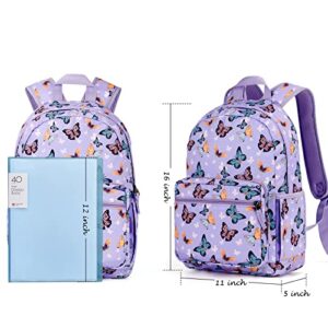 Choco Mocha 16 Inch Kids Backpack for Girls Travel School Backpack, Butterfly Purple