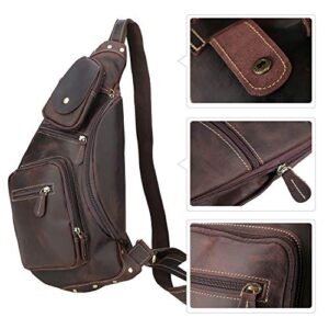 Polare Full Grain Leather Cross Body Sling Bag Chest Bag Backpack Outdoor Camping Tactical Daypack