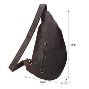 Polare Full Grain Leather Cross Body Sling Bag Chest Bag Backpack Outdoor Camping Tactical Daypack