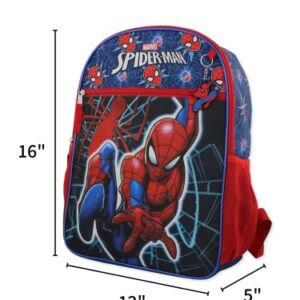 Marvel Spider-Man Boys 16" Backpack 5 piece School Set (One Size, Blue/Red)