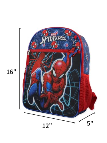 Marvel Spider-Man Boys 16" Backpack 5 piece School Set (One Size, Blue/Red)