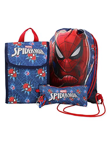 Marvel Spider-Man Boys 16" Backpack 5 piece School Set (One Size, Blue/Red)