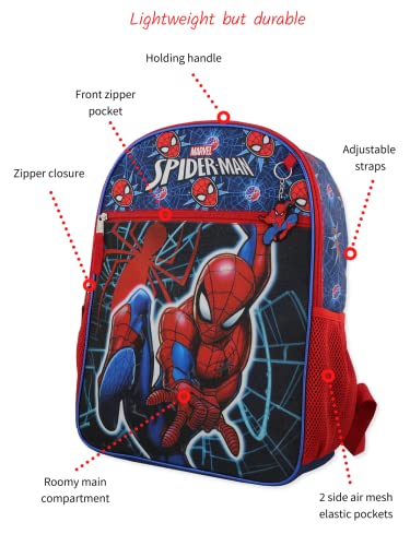 Marvel Spider-Man Boys 16" Backpack 5 piece School Set (One Size, Blue/Red)