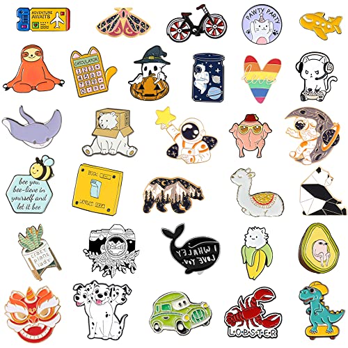 SINCCO 20 PCS Cute Enamel Backpack Pins, Funny Enamel Pins Bulk Set Cool Button Pins Aesthetic Brooch Lapel Pins Anime for Backpacks, Jackets, Hats, Kids, Girls, Gifts