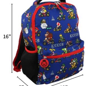 Nintendo Mario Kart Boys Girls Teen 16 Inch School Backpack (Blue, One Size)