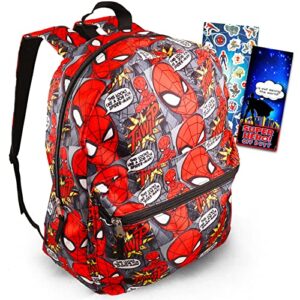 marvel shop spiderman backpack for boys 7-8 set – 16” inch spiderman school backpack for boys 7-8 bundle with stickers, more | spiderman backpack for kids