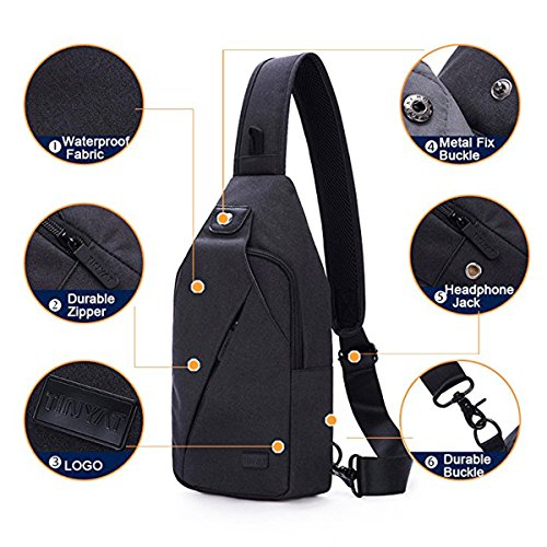 NextFri Sling Bag Unisex Crossbody Bag For Anti-Theft Chest Bag Casual Shoulder Bag Black