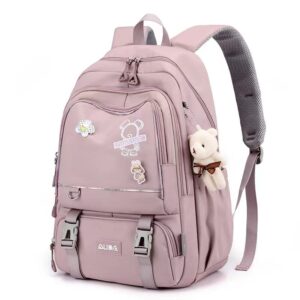 aonuowe kawaii backpack for girls and boys aesthetic back to school lovely accessories cute bag in 5 colors (purple)