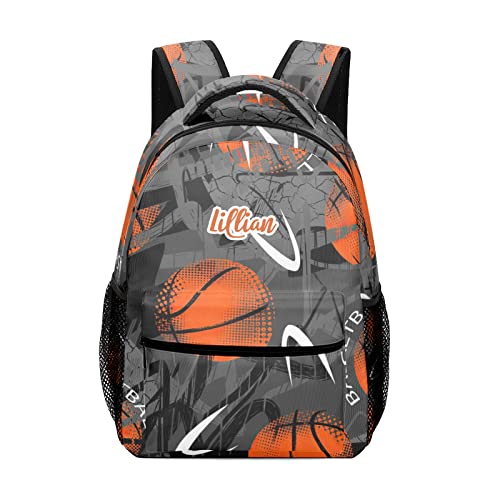 Personalized Guys Basketball School Backpacks Bookbag Travel Pack for Boys Girls Men Women, Multi 4, 16.5inch(H) x 12.2inch(L) x 5.9inch(W)