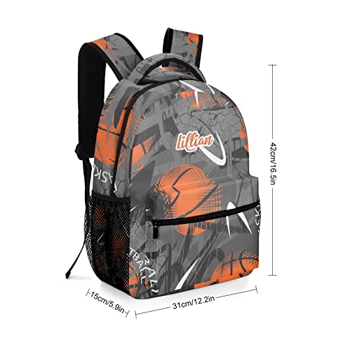 Personalized Guys Basketball School Backpacks Bookbag Travel Pack for Boys Girls Men Women, Multi 4, 16.5inch(H) x 12.2inch(L) x 5.9inch(W)