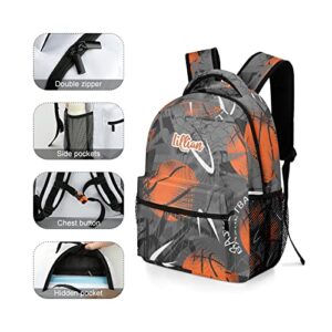 Personalized Guys Basketball School Backpacks Bookbag Travel Pack for Boys Girls Men Women, Multi 4, 16.5inch(H) x 12.2inch(L) x 5.9inch(W)