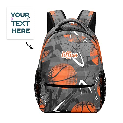 Personalized Guys Basketball School Backpacks Bookbag Travel Pack for Boys Girls Men Women, Multi 4, 16.5inch(H) x 12.2inch(L) x 5.9inch(W)