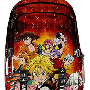 HANDAFA Anime The Seven Deadly Sins Backpack Large Capacity Daypack Multipurpose Shoulder Bag(Fire Group)