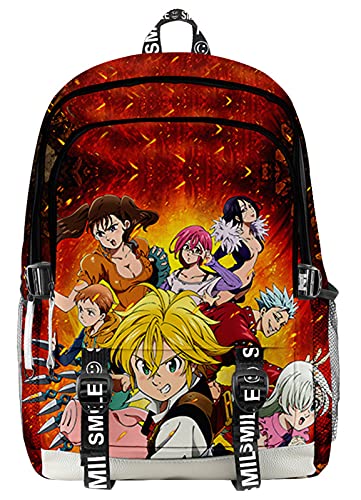 HANDAFA Anime The Seven Deadly Sins Backpack Large Capacity Daypack Multipurpose Shoulder Bag(Fire Group)