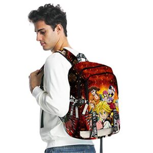 HANDAFA Anime The Seven Deadly Sins Backpack Large Capacity Daypack Multipurpose Shoulder Bag(Fire Group)