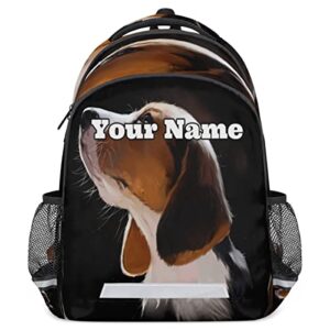 herdesigns custom beagle puppy dog backpack for men women with name personalized cute animal dog school bookbag backpacks customized travel casual daypack laptop bag