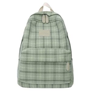 aonuowe light academia aesthetic backpack plaid preppy backpack teen girls back to school supplies checkered bookbags (sage green)
