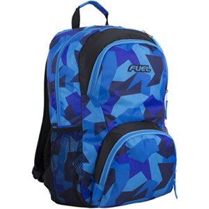 fuel spacious backpack with interior laptop/table sleeve, pacific blue/js shapes print
