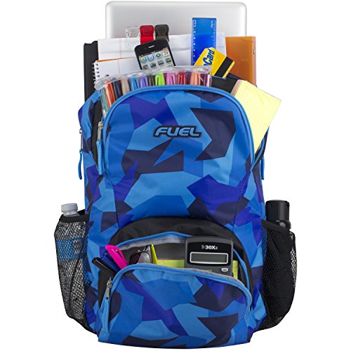 FUEL Spacious Backpack with Interior Laptop/Table Sleeve, Pacific Blue/JS Shapes Print