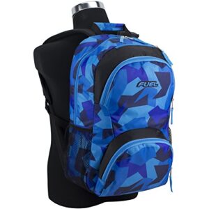 FUEL Spacious Backpack with Interior Laptop/Table Sleeve, Pacific Blue/JS Shapes Print