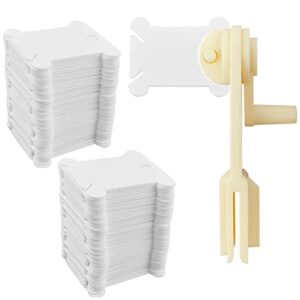 120 pcs plastic floss bobbins with 1 pcs bobbin winder for cross stitch embroidery cotton thread embroidery floss thread craft diy sewing storage thread organizer holder embroidery diy cards (white)