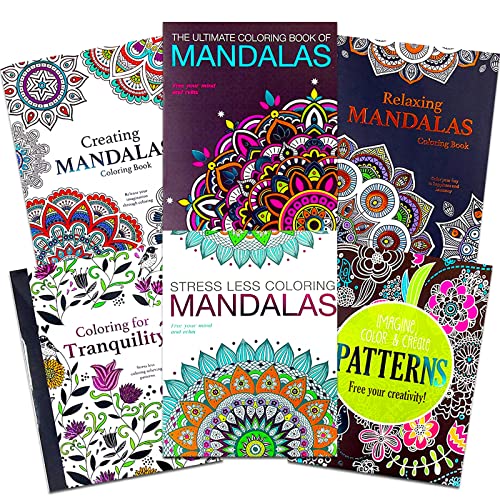 Adult Coloring Book Set: 6 Book Set - 4 Mandalas Books Plus Pattens and Tranquility - Quality Thick Easy Tear-Out Pages! (Standard) (Original Version)