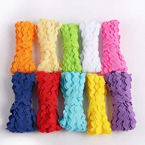 50yards colorful wave bending fringe trim 5mm rick rack sewing ribbons for diy clothes dress gift wrapping home wedding party decoration 10 colors