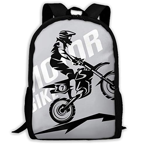 SARA NELL Girls Boys Bag Motocross Stylized Symbol Backpack For School College Laptop Bags Outdoor Daypack