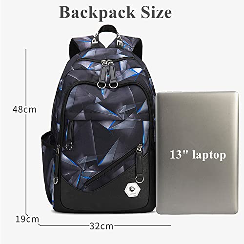 Sopnorm Boys School Backpack Kids Black Bookbag for Middle School Waterproof Teens Casual Daypack Lightweight Travel Bag for Men