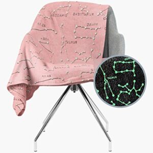 Constellation Blanket Glow in The Dark | Multiple Sizes | All Zodiac Horoscope Signs | Gift for Solar, Star, Astronomy, Astrology & Astronaut Lovers | Men, Women, Teen, Boys & Girls (Pink 60x50in)