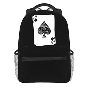 poker ace of spades backpack student bag work light schoolbag traveling handbag leisure knapsack
