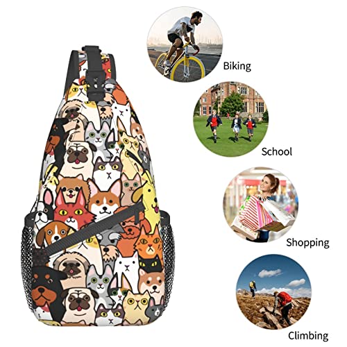 Yrebyou Dog Sling Bag Women Crossbody Chest Backpack Hiking Daypack Men Travel Casual Rideing Outdoor Beach