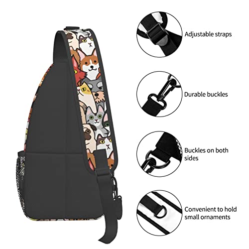 Yrebyou Dog Sling Bag Women Crossbody Chest Backpack Hiking Daypack Men Travel Casual Rideing Outdoor Beach