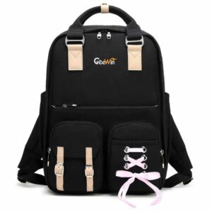 GeeWin Backpack for Girls, Waterproof Cute Kawaii Children Backpack for School, Kids Backpack Girls Backpacks Elementary Bookbags Middle School Bags Women Casual Travel Daypacks (Black)