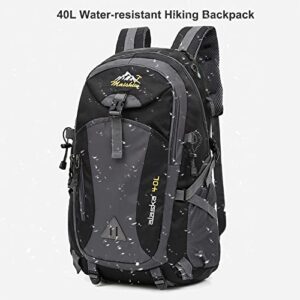 TianYaOutDoor 40L Hiking Backpack for Men Women Waterproof Lightweight Small Travel Backpack with USB Charging Port (Navy)