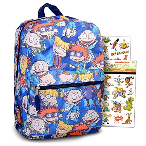 Nickelodeon Rugrats School Backpack For Kids - 2 Pc Bundle With Rugrats School Bag And Retro Nick Shop Stickers For Boys And Girls | Rugrats School Supplies Set, 16 inch