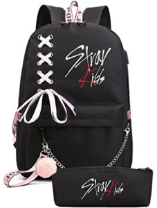 loveangeler stray kids backpack colleage bookbag school bag casual daypack stray kids merchandise mochila for girls
