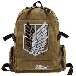 hamiqi attack on titan backpack canvas schoolbag teenager double straps shoulder bag casual anime printing daypack cosplay backpack