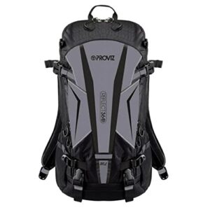 proviz reflect360 reflective touring backpack 20l, multi-use sports hi viz rucksack bag hi visibility, black
