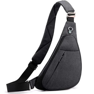 lkex crossbody bag anti-theft lightweight casual shoulder backpack sling chest bag belt rucksack for travel bicycle sport（dark grey right hand）