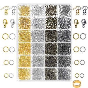 paxcoo 3200pcs jewelry necklace repair kit with jump rings, clasps and earring hooks for jewelry making supplies, earring making findings and necklace bracelets repair
