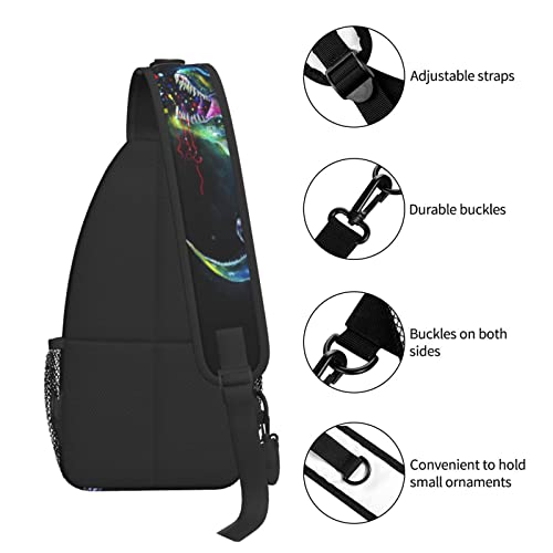 Sling Bag Dinosaur Galaxy T-rex Hiking Daypack Crossbody Shoulder Backpack Travel Chest Pack for Men Women