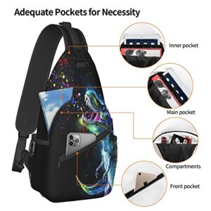 Sling Bag Dinosaur Galaxy T-rex Hiking Daypack Crossbody Shoulder Backpack Travel Chest Pack for Men Women