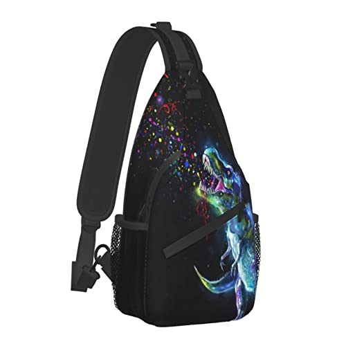 Sling Bag Dinosaur Galaxy T-rex Hiking Daypack Crossbody Shoulder Backpack Travel Chest Pack for Men Women