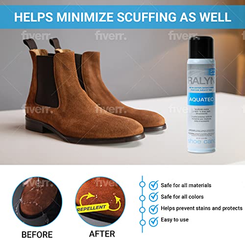 Ralyn Aquatec Shoe Protector Spray | Sneaker Protector Spray Waterproof & Stain Protector for Shoes, Leather, Oiled Leather, Suede, Nubuck, Fabric & Microfibers Shoes - 7oz