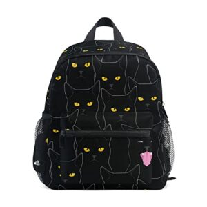 fisyme toddler backpack black cats pattern school bag kids backpacks for kindergarten preschool nursery girls boys, m