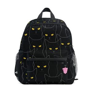 Fisyme Toddler Backpack Black Cats Pattern School Bag Kids Backpacks for Kindergarten Preschool Nursery Girls Boys, M