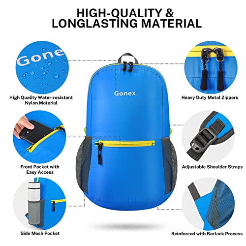 Gonex Ultra Lightweight Packable Backpack Daypack Handy Foldable Camping Outdoor Travel Cycling Backpacking(Blue)