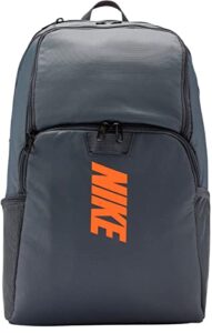 nike brasilia varsity training backpack flint gray/black/total orange